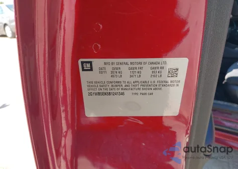 2011 Chevrolet Impala Lt из США, поврежденный, VIN 2G1WB5EK6B1241346